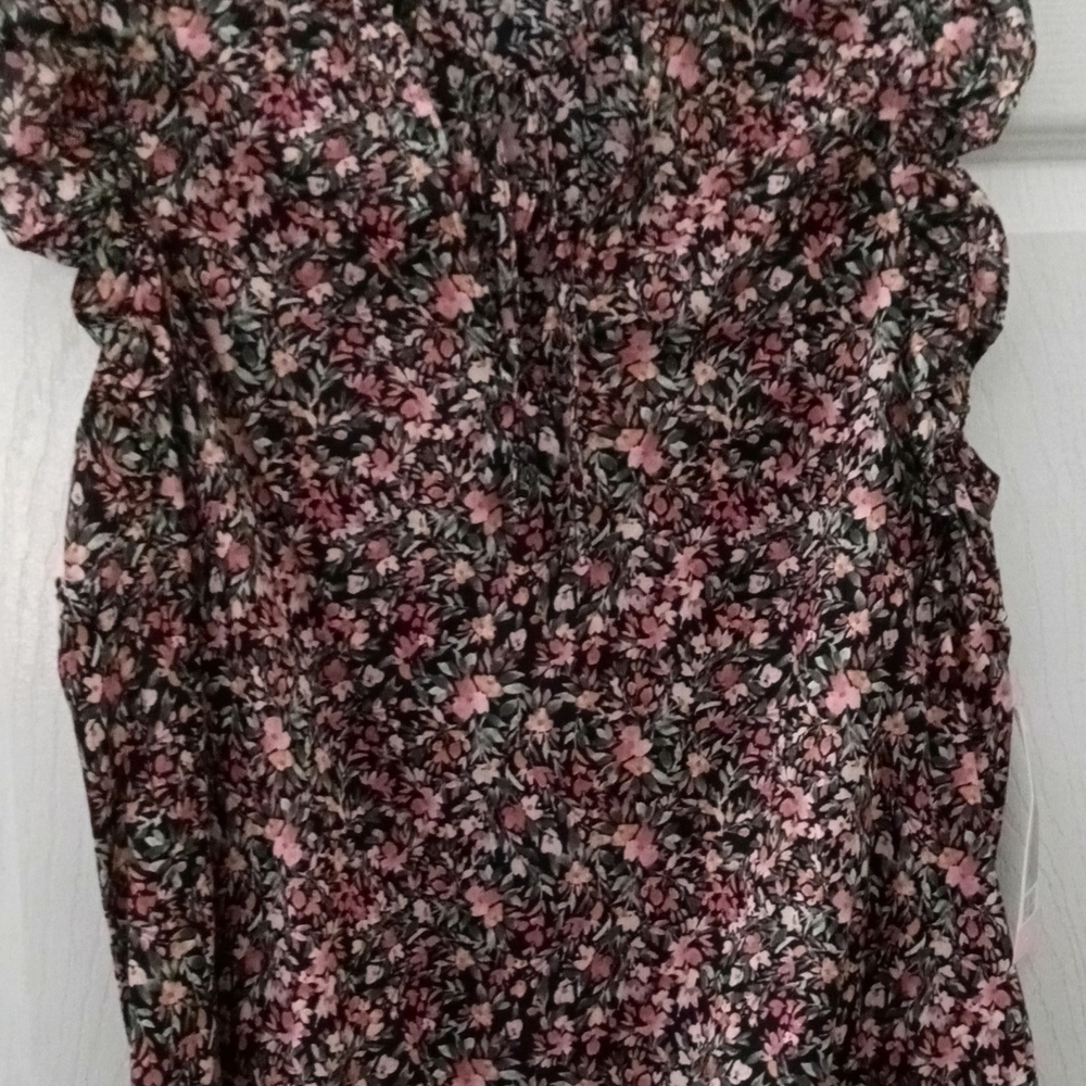 Floral Women's Top - Pink and Black